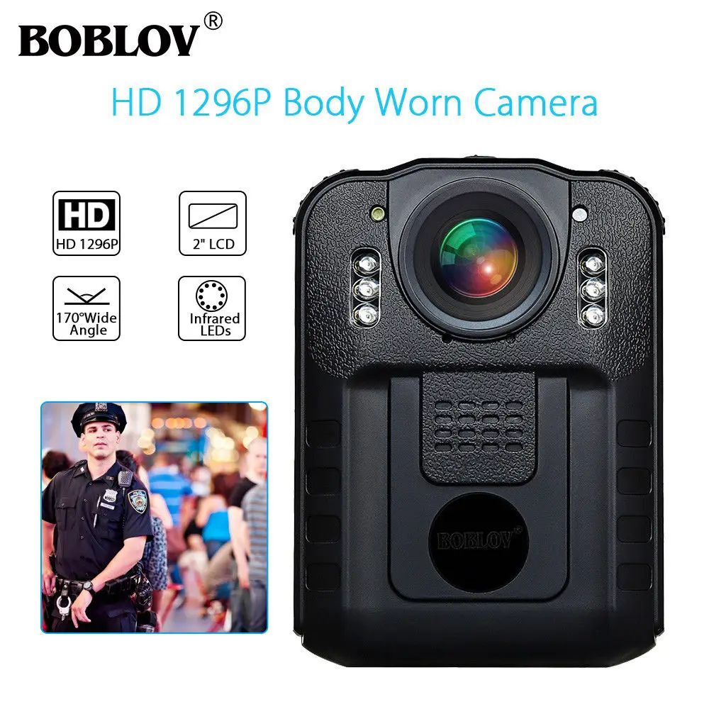 

BOBLOV WN9 Wearable Body Worn Camera Novatek 96650 HD 1296P Police Cam 32GB 170 Degree 2 Inch Screen Security Police Camera