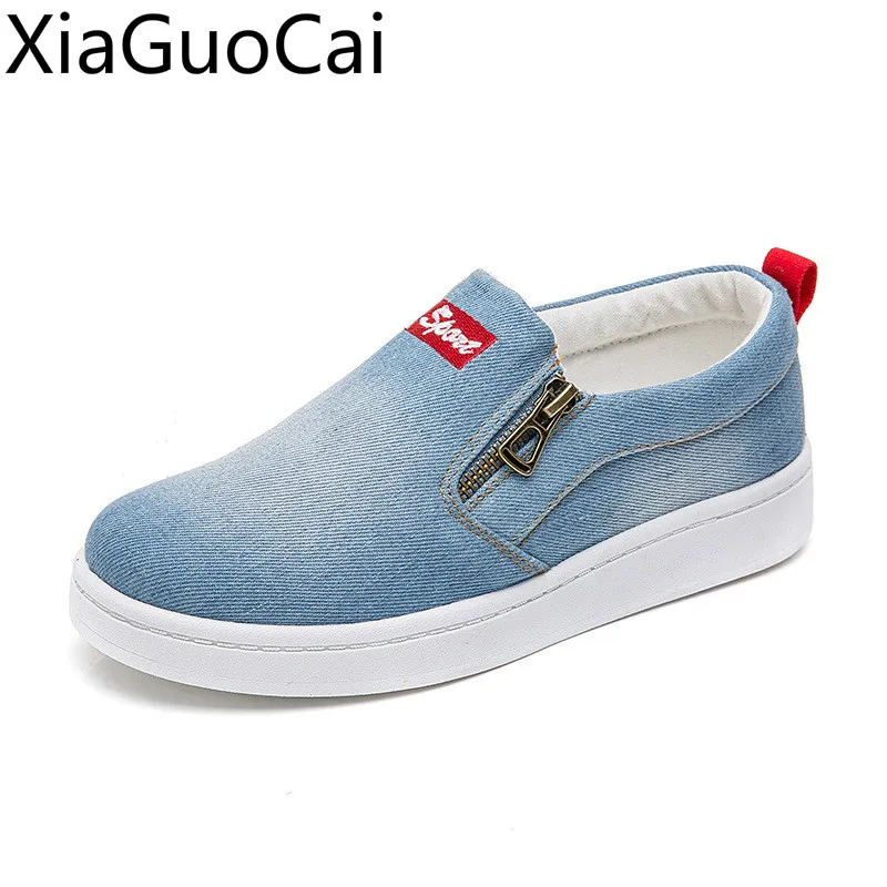 Summer Denim Fashion Women's Casual Shoes Korean unisex Canvas Shoes Women's Large Size Casual Loafers Flat Shoes