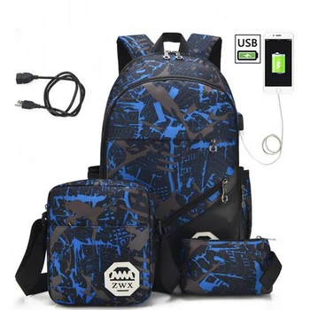 

OZUKO 2019 Waterproof Nylon Men Backpack External USB Charge 15.6inch Laptop Bag School Backpack High Quality Women Notebook Bag
