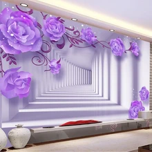 Beibehang пользовательские персонаж трехмерные интерьерные обои фиолетовый элегантный розовый фон обои для стен 3 d behang