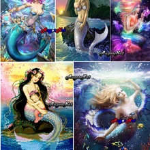 Алмазная картина Полная площадь Русалка для женщин кристальная вышивка на заказ ГОБЕЛЕН рыба девушка алмаз dotz картина 5d Диаманд кристалл