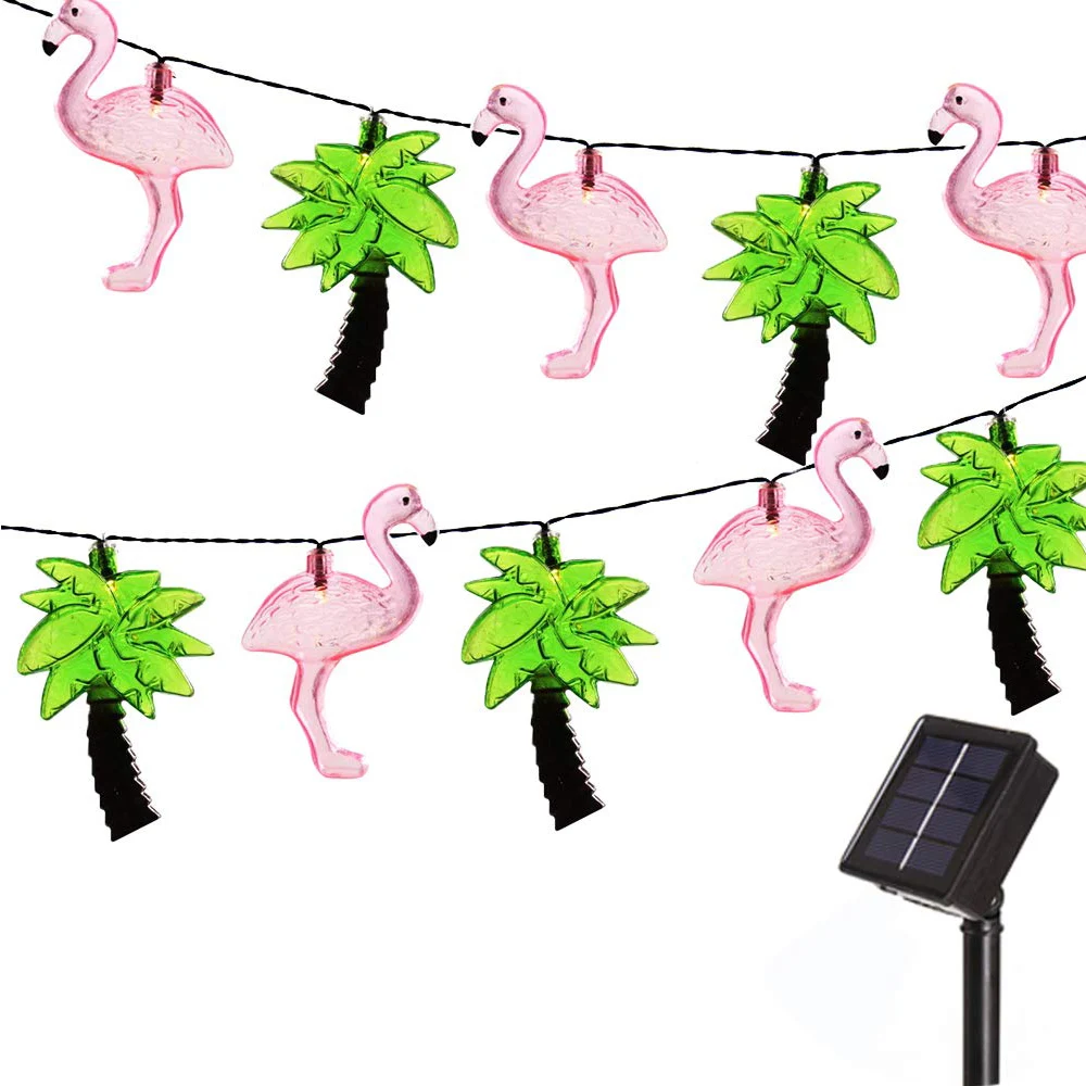 

LED Garland Holiday Flamingo String Fairy Light Battery Solar Hanging Ornaments Garden Christmas Romantic Tree Party Home Decor