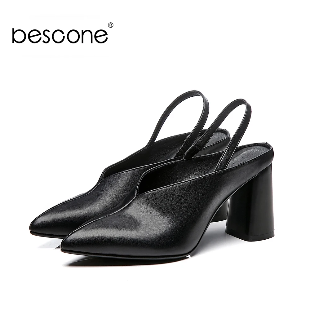 BESCONE Genuine Leather Women Shoes Elegant High Quality Handmade Pointed Toe Office Pumps Spring High Square Heels Pumps BO33 BESCONE Genuine Leather Women Shoes Elegant High Quality Handmade Pointed Toe Office Pumps Spring High Square Heels Pumps BO33