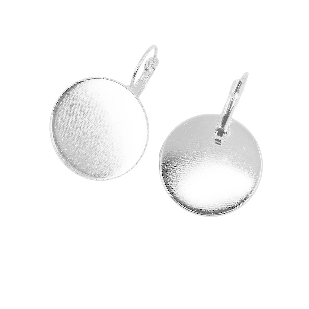 12 Pieces Earrings Round Cabochon Empty Base Bezel Earring Tray Cameo 25mm DIY Resin Base Findings