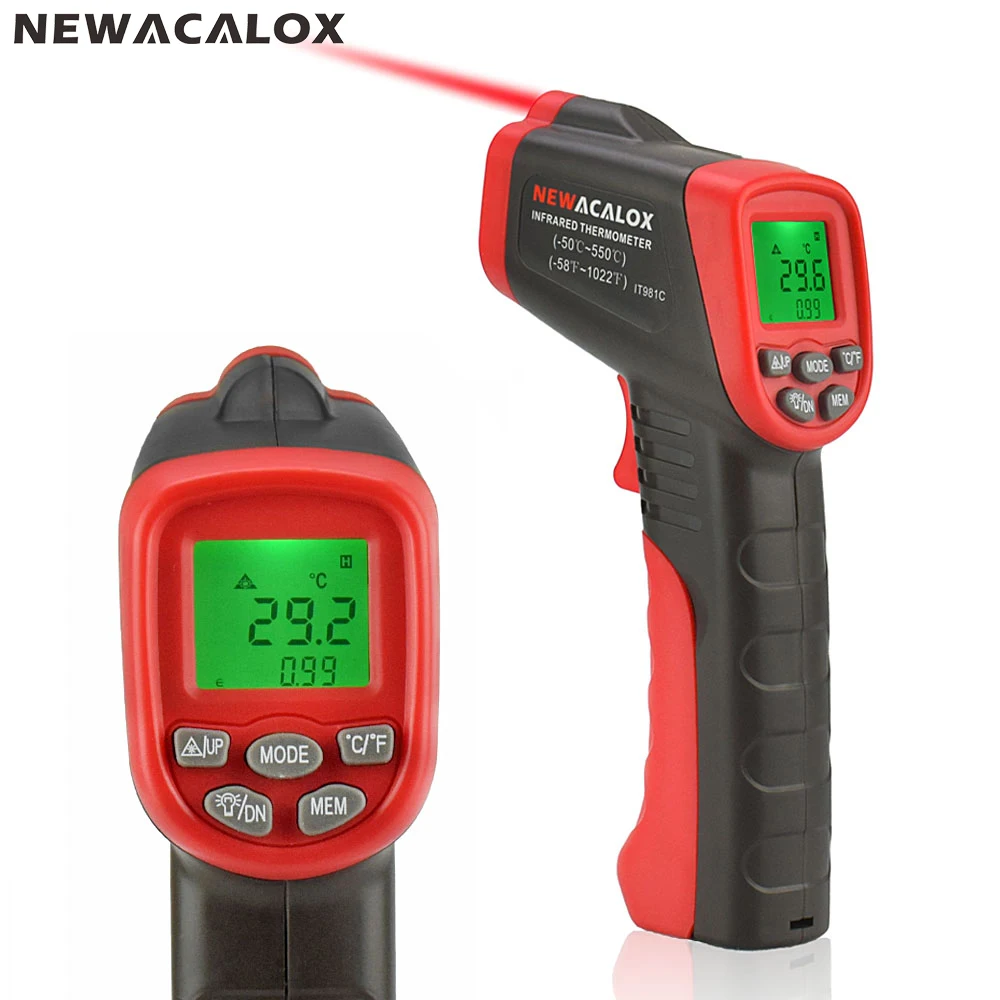 

NEWACALOX Infrared LCD Display Digital Thermometer Industrial IR Laser Non-contact Temperature Tester Pyrometer Range -50~550