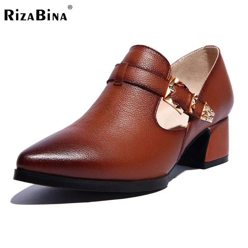 

women real genuine leather stiletto square casual high heel shoes brand sexy fashion pumps ladies heels shoes size 33-42 R5680
