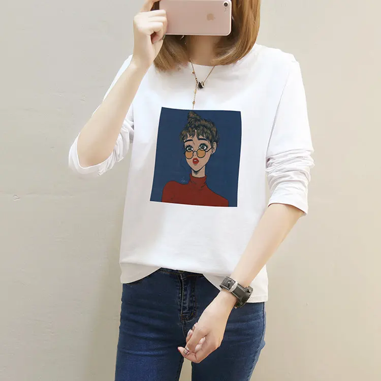 Autumn Cartoon Printed Tshirts Women's Long Sleeve T-shirt Female Casual Tees M-XXL Cotton T-shirts For Women Poleras Mujer 2019 (3)