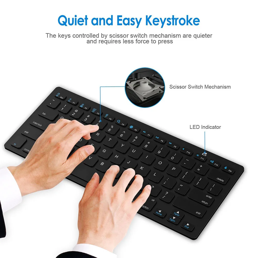 

Wireless Bluetooth 3.0 Koyboard 78 Keys Ultra Slim Mute Keyboards for Windows XP NT Vista Tablet PC HSJ-19