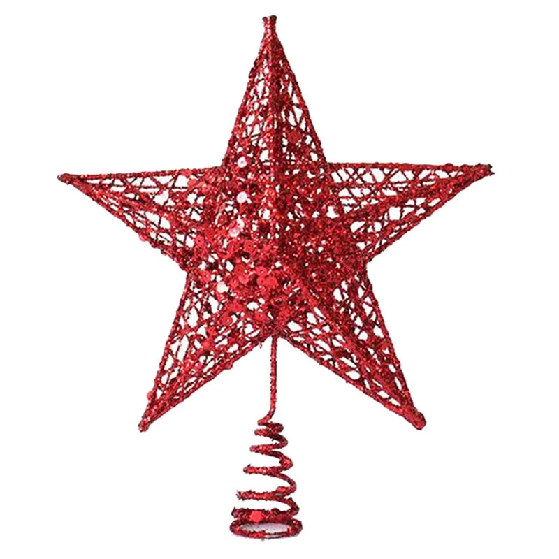 1 шт. 20 см новогодняя елка топперы звезда красный золотистый, серебристый, металлический декоративное украшение в форме звезд шикарные ремесла подарки праздничные вечерние поставки