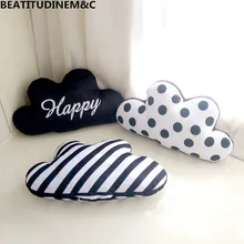 Черно-белая простая плюшевая подушка в скандинавском стиле, подушка для дома, дивана, спальни, эркера, реквизит для камеры