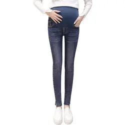 Джинсы стретч для беременных Для женщин джинсовые брюки кормящих одежда для беременных эластичный пояс Беременность джинсы Осень Одежда