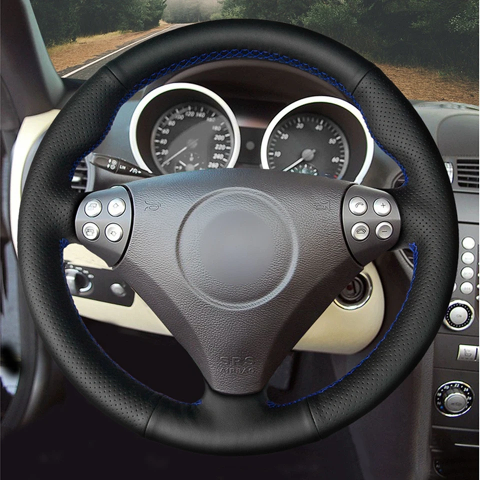 Сделай Сам, черная искусственная кожа рулевого колеса автомобиля крышки для Mercedes Benz slk-класс W170 W171 SLK 2004-2008 C230 Komp
