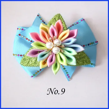 

20 BLESSING Girl 4.5" Shine Wendy Hair Bow Clip Rhinestone Rainbow Flower LOL