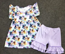Новое поступление, комплекты одежды для девочек moody cow модная летняя футболка + штаны с колокольчиками комплекты из 2 предметов одежда для