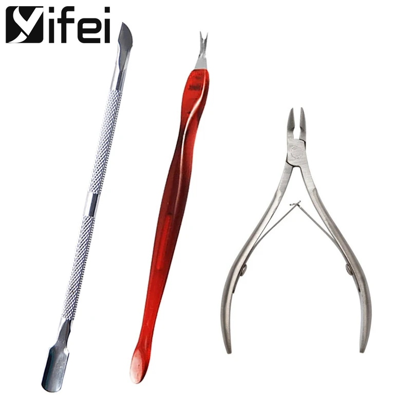 

YIFEI 3 Pcs Cuticle Nail Clipper+Cuticle Nipper Set Nail Art Tool Dead Skin Fork Trimmer Peeling Manicure All For Nail Clean