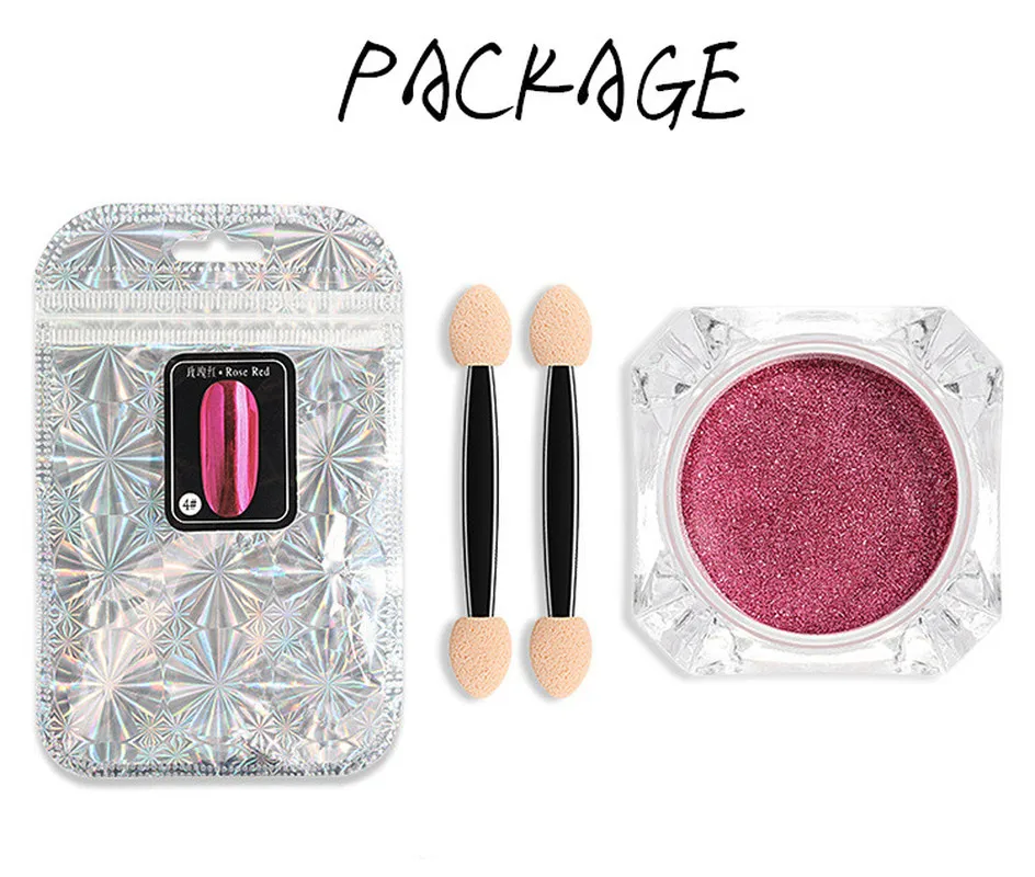 Блестящая зеркальная пудра для ногтей искусство Блестящий хромирующйи пигмент порошок золотистый Серебристый с розой Маникюр зеркало гель для ногтей Полировка Для ногтей пыль
