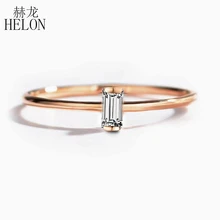 HELON Solid 14K розовое золото 0.05CT багет огранка SI/H подлинные натуральные бриллианты обручальное кольцо для женщин модное ювелирное изделие