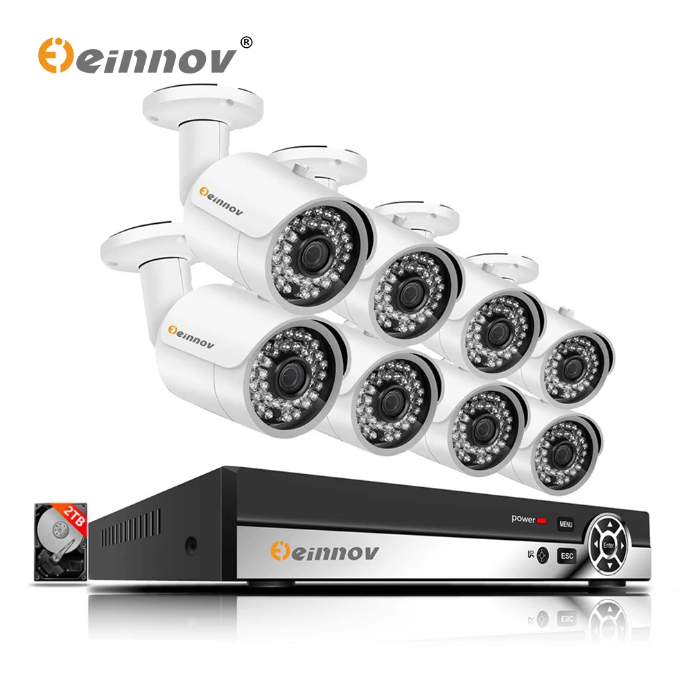 

Einnov 8CH 1080P 2MP Video Surveillance POE Security Camera System NVR Kit CCTV Set Outdoor Night Vision IR Waterproof HD P2P