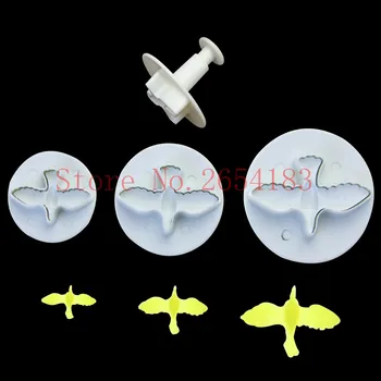 

3PCS Animal Pigeon Plastic Cake Mold Cookie Plunger Cutter Fondant Cupcake Chocolate Biscuit Decoration Baking Tool FQ2036