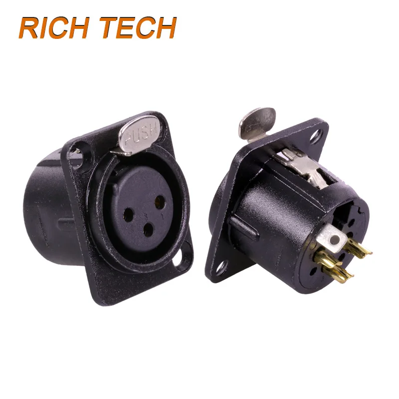 12 шт./лот 3 PIN XLR Женский Разъем высокое качество дуги Панель Крепление Шасси