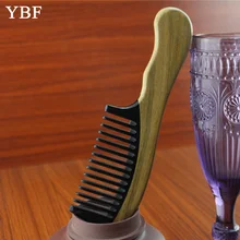 Detangling Makeup Hair Hairdressing Tools Ox Horn Green sandalwood Wooden Handle Combs Head Scalp Massager Hairbrushes brosse