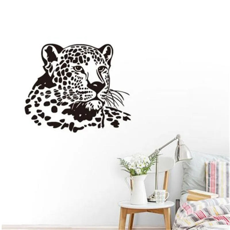 

Leopard Vinyl Wall Sticker Funny Wild Animal Mural Stickers For Living Room Bedroom Decor Kitchen Sticker Bathroom Sticker