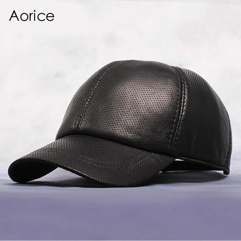 Бейсболка Aorice из натуральной кожи мужские шапки сохраняющие тепло летние