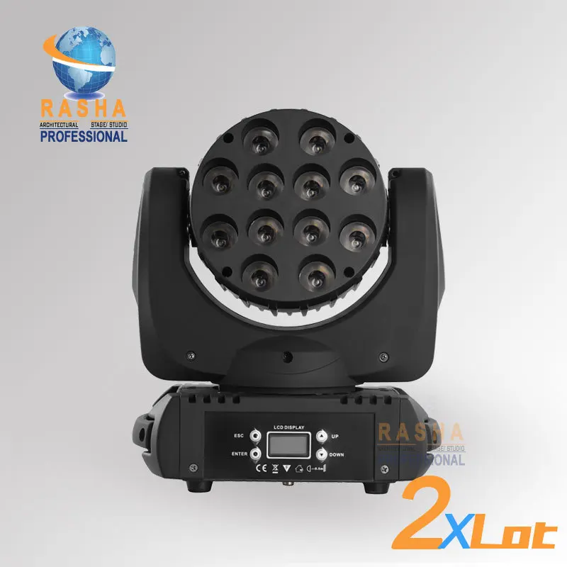 

2X LOT Big Sale12pcs*10W 4IN1 Cree RGBW LED Moving Head Beam Light With LCD Display&Powercon Stage Disco Party Moving Head Beam