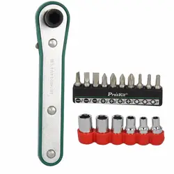 Бесплатная Доставка Pro'skit 1PK-202B 17 Шт. Смещение Ratchet & Гнездо Набор Драйверов (дюймов) Отвертка Комплект Ручной Инструмент Инструменты Для