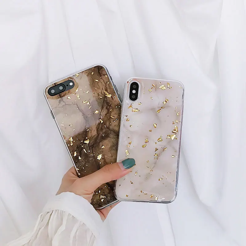 Блестящий чехол для iPhone X 7Plus 7 8Plus Мягкие силиконовые мраморные чехлы Чехол iphone 8 6 s
