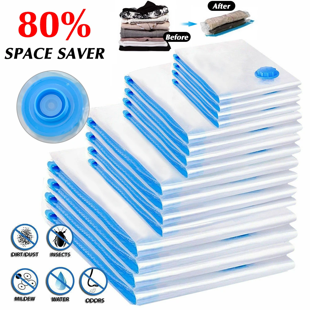

2/10pcs Vacuum Bag For Clothes Package Compressed Organizer For Wardrobe Clear Seal Bag Foldable Storage Bag Space Saver