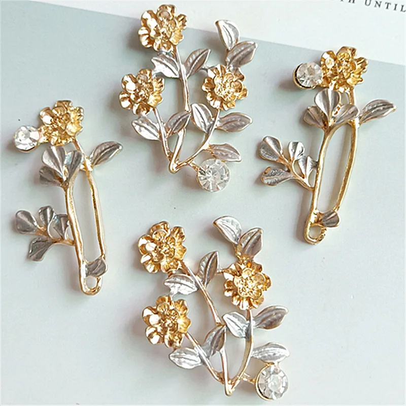 

SEA MEW 20 PCS Fashion Metal Alloy KC Gold Drops Of Glaze Flowers Branch Connectors Charm For Jewelry Making