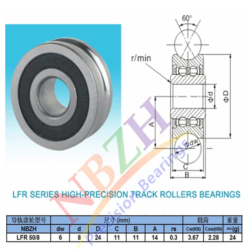 14 мм трек LFR5201-14 npпп LFR5201 KDD R5201-14 2RS паз роликовые подшипники 12*39,9*18*20 мм (прецизионные двухрядные шарики)