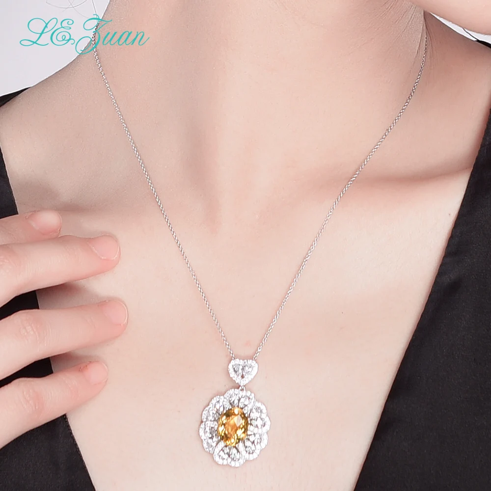 L& zuan 4.75ct натуральный цитрин подвески 925 пробы-серебро-ювелирные изделия кулон ожерелье для женщин кластер Gemstione кулон