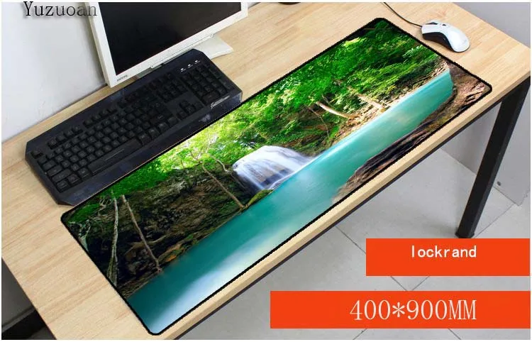 

Yuzuoan Waterfall Forest blue waterfalls Water Nature Trees Desktop Mouse Table Mat Mouse pad Size for 40x90CM LOL CSGO Large