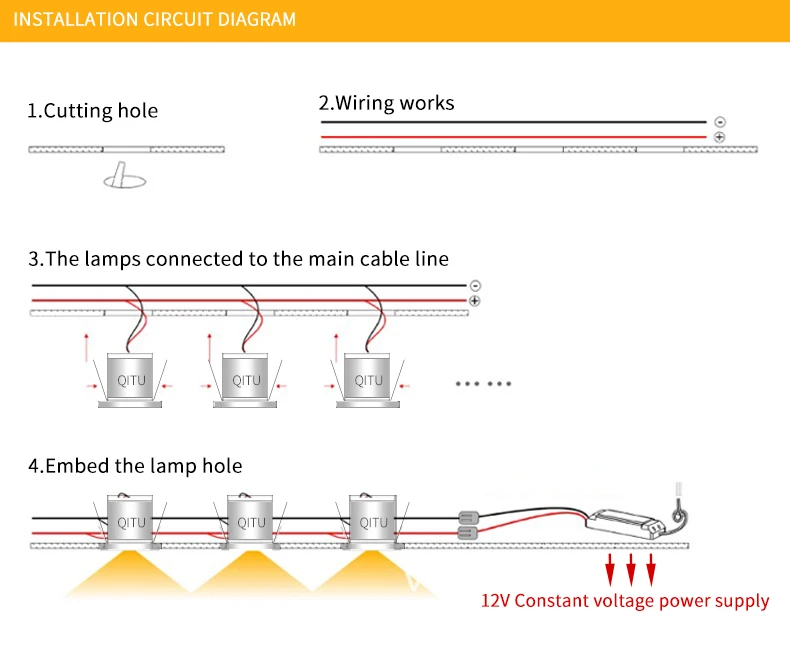 Точечный прожектор Кабинет светодиодный встраиваемые 12 V-24 V коридорный пролет скрытые 3 Вт мини-светильник