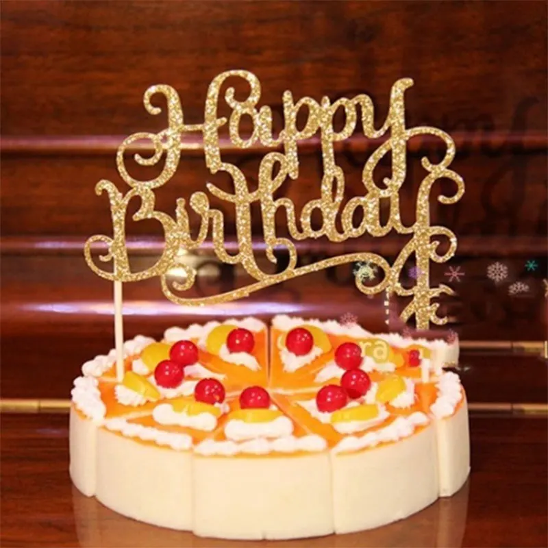 

1Pc Happy Birthday Letter Insert Card Stick Cake Topper Decor