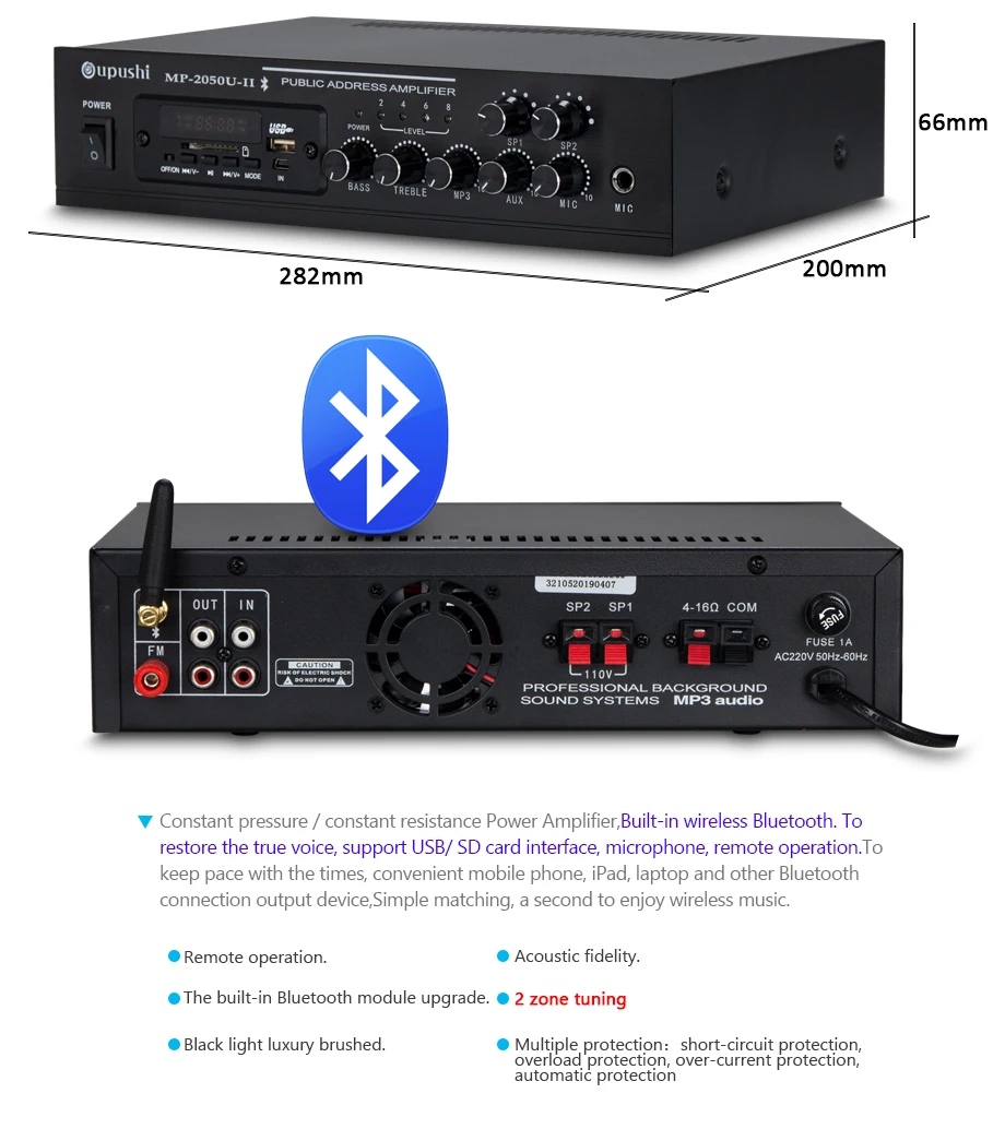 Oupushi эксклюзивный магазин фоновые музыкальные колонки с Bluetooth усилитель мощности потолочный динамик Водонепроницаемая Колонка музыкальный магазин