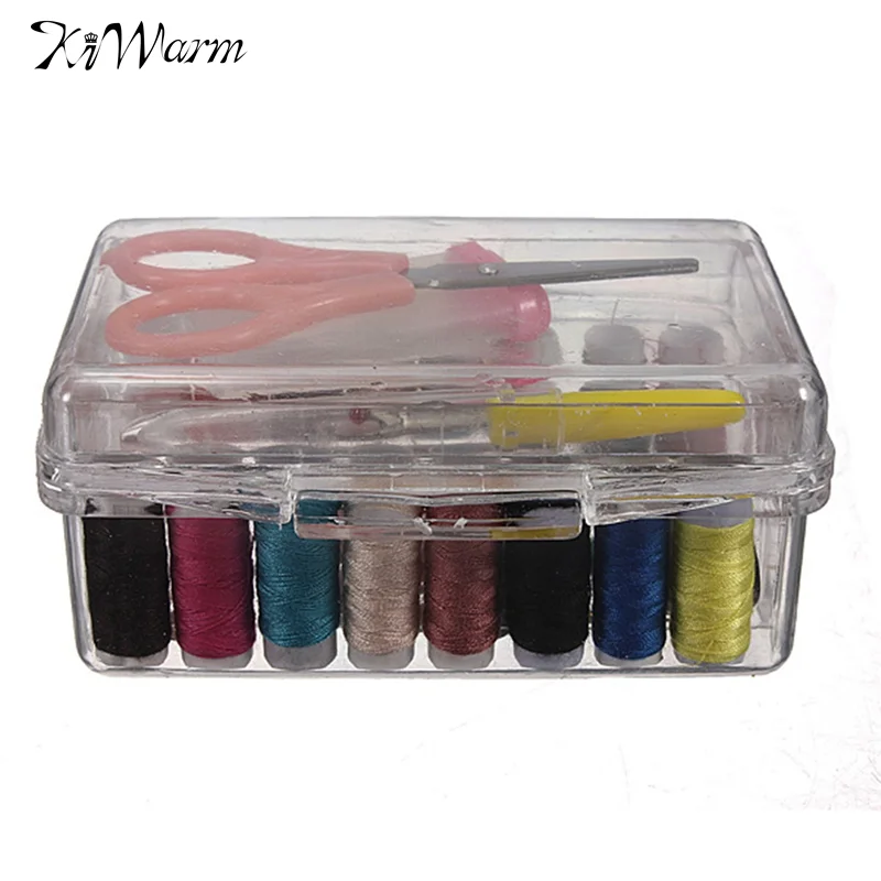 

KiWarm 1 Set Sewing Tool Pack Kit Thread Threader Needle Tape Measure Scissor Thimble with Storage Box Sewing Tool Accessory