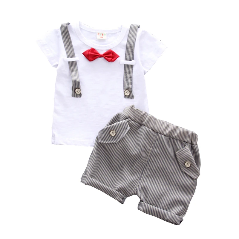 

Summer Children Boys Girls Bow Clothes Sets Baby Gentleman Cotton Short T-Shirt Pant 2PCS Kid Clothing Casual Outfits Tracksuits