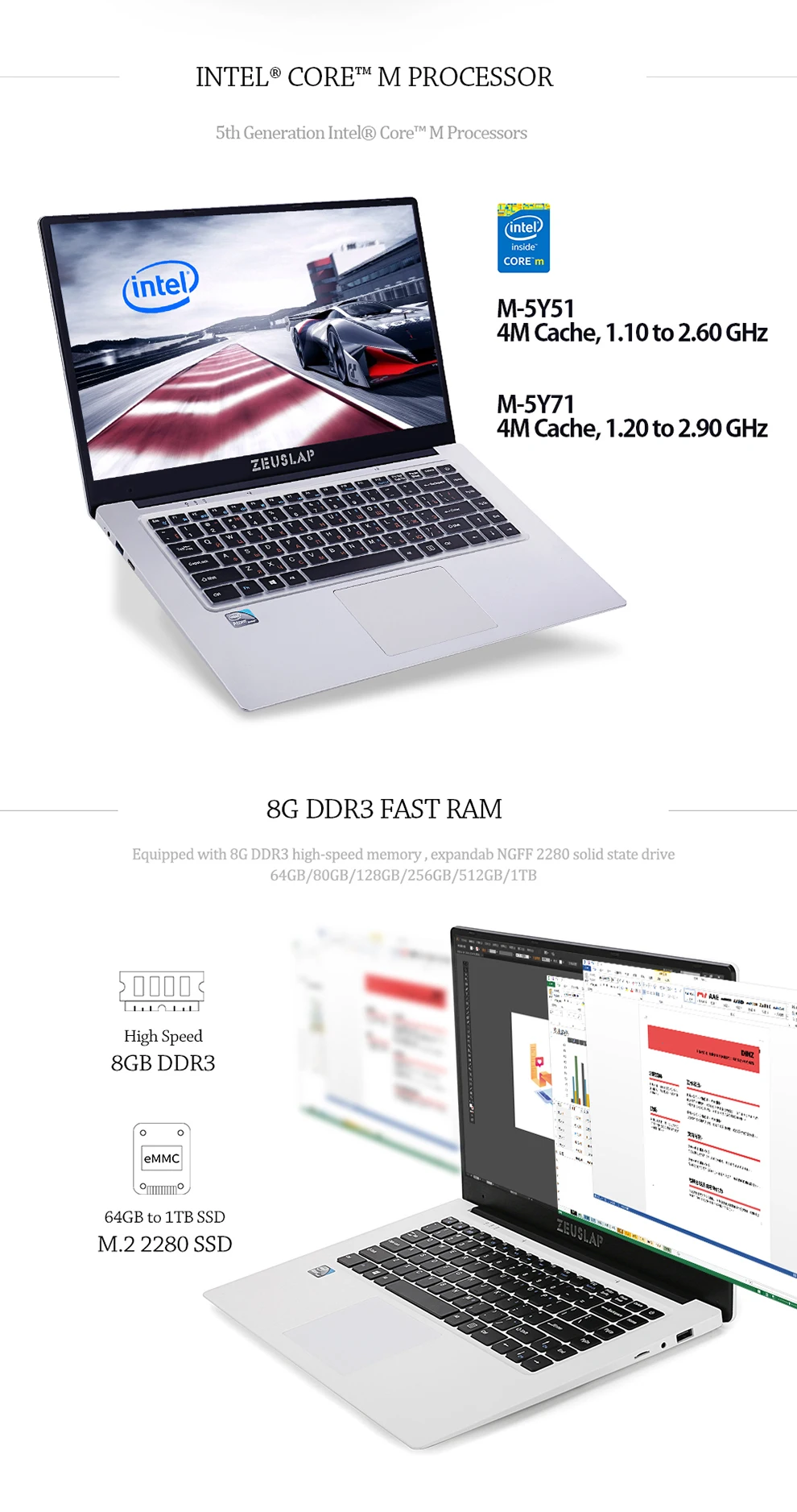 15.6inch Intel Core M-5Y71 CPU 8GB RAM+512GB SSD 1920X1080P FHD IPS Screen Win10 System Laptop silver M-5Y51 CPU 8GB RAM+512GB SSD 6