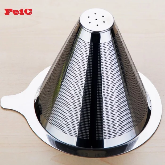 

FeiC 1pc Double Layer Stainless Steel Drip Coffee Filter Reusable no paper filter for Hario V60 Chemex