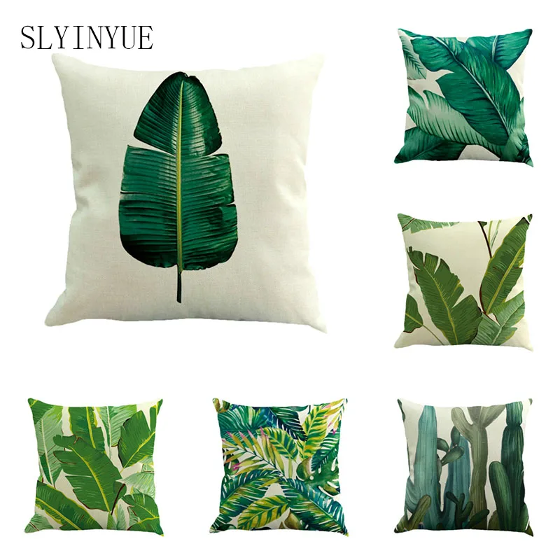 Plante Tropicale Feuille Cactus Coton Oreiller Taie D Oreiller Canape En Tissu Coussin Ameublement Tenir Voiture Aliexpress