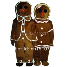 Талисман Рождество Gingerbread мальчик и девочка костюм-талисман для взрослых Размер пряник cartooon наряд