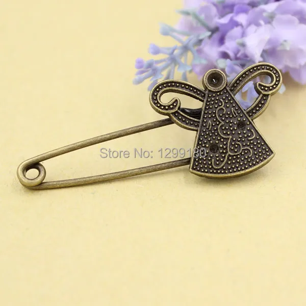 

10pcs/lot Alloy Antique Bronze Vintage Clothes Brooch Safety Pins For Garment Accessories Scarf Clip pins Length:60mm (K02067)