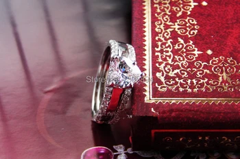 

Proposal Engagement Jewellery Set Micro paved Sterling Silver Jewelry Platinum Lovely Diamond Rings Set Wedding