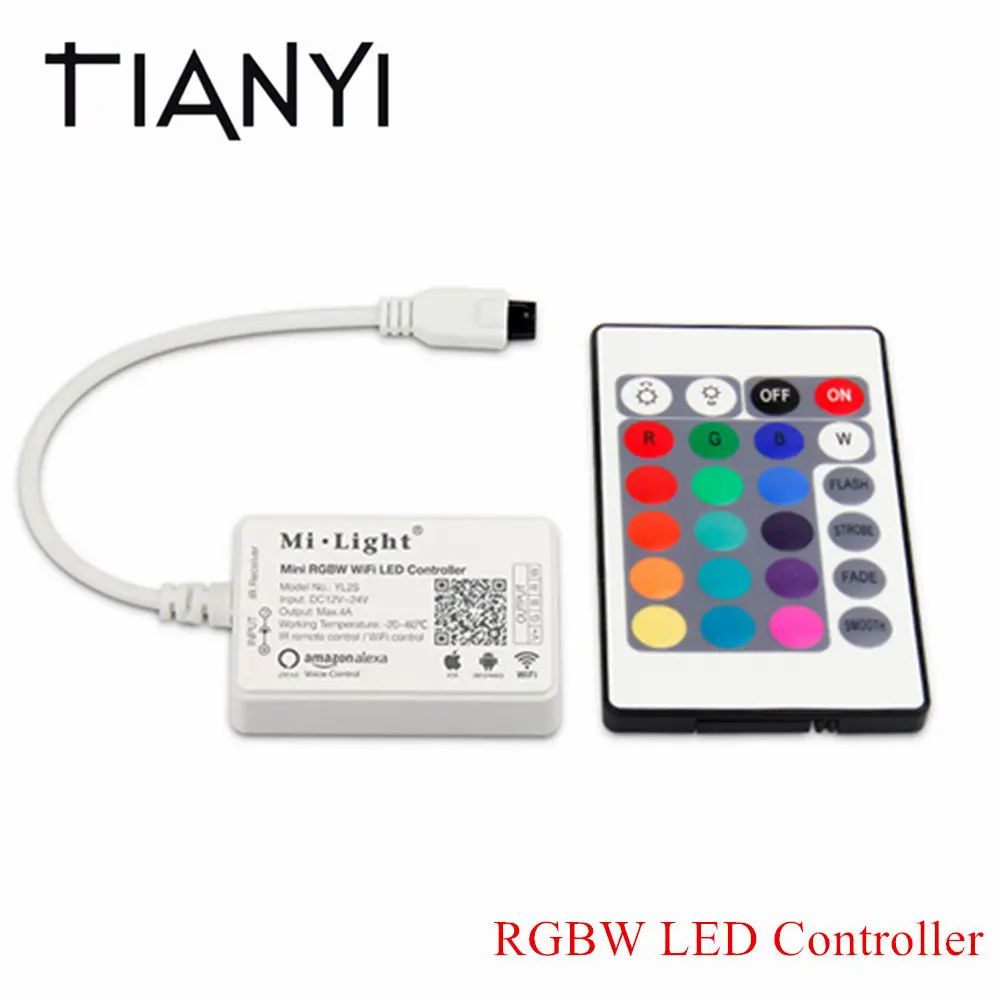 

Milight WIFI LED Controller RGBW Mi Light WIFI LED Strip Controller DC12V 24V 4A Support Alexa and Smart Phone APP IR Control