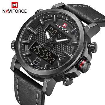 

NAVIFORCE Mens Sports Watches Men Quartz LED Digital Clock Top Brand Luxury Male Fashion Leather Waterproof Military Wrist Watch