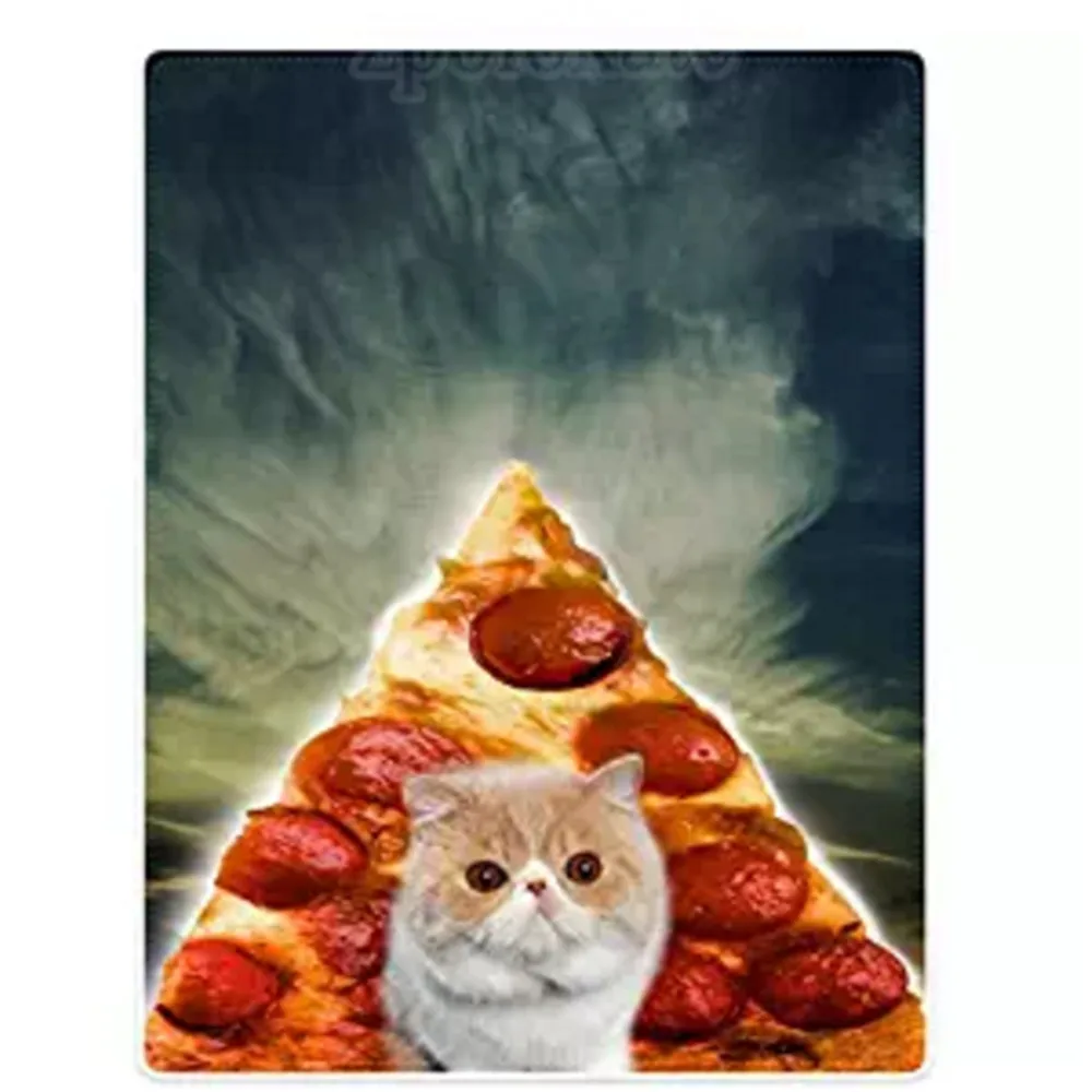 Throw Blankets Blanket for Sofa Bed Blue Sky Funny Cat Pizzain