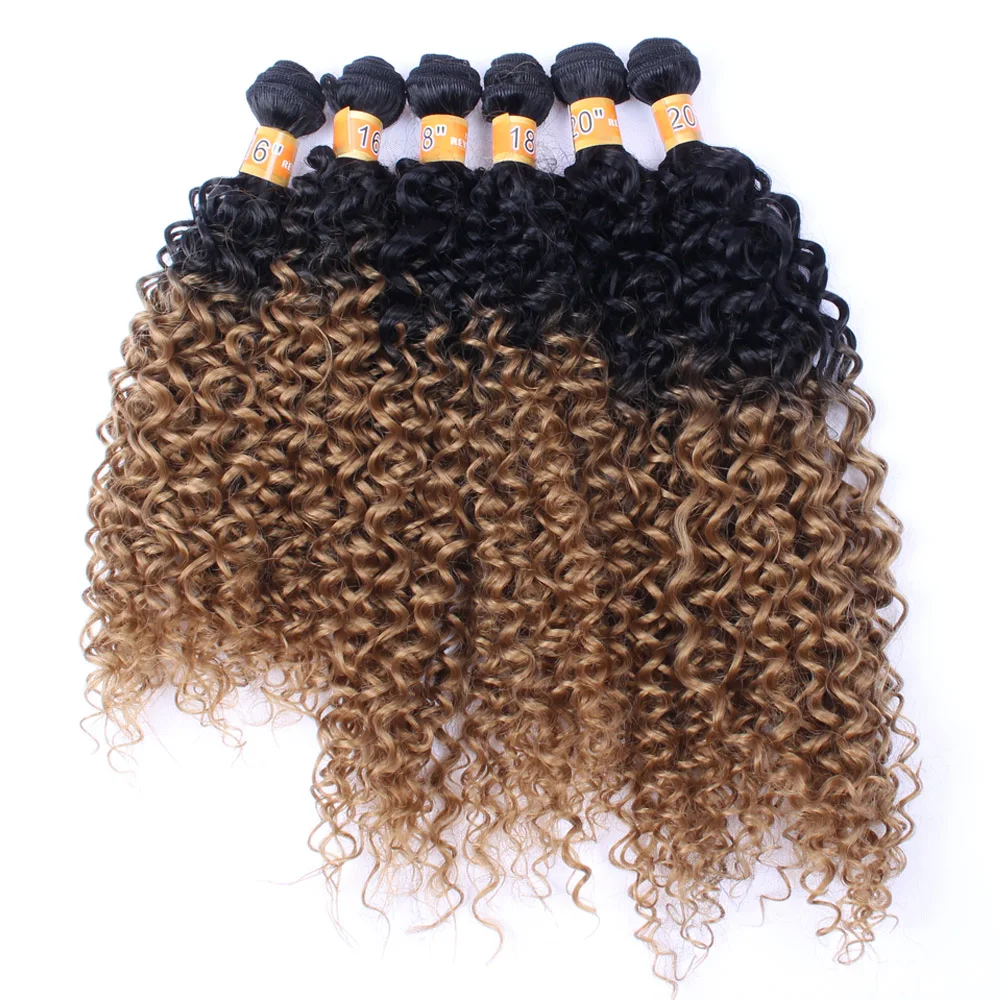 

Delice 16-20" Synthetic Hair Weave Women's Kinky Curly Hair Weaving Ombre Hair Extensions 6bundles/pack